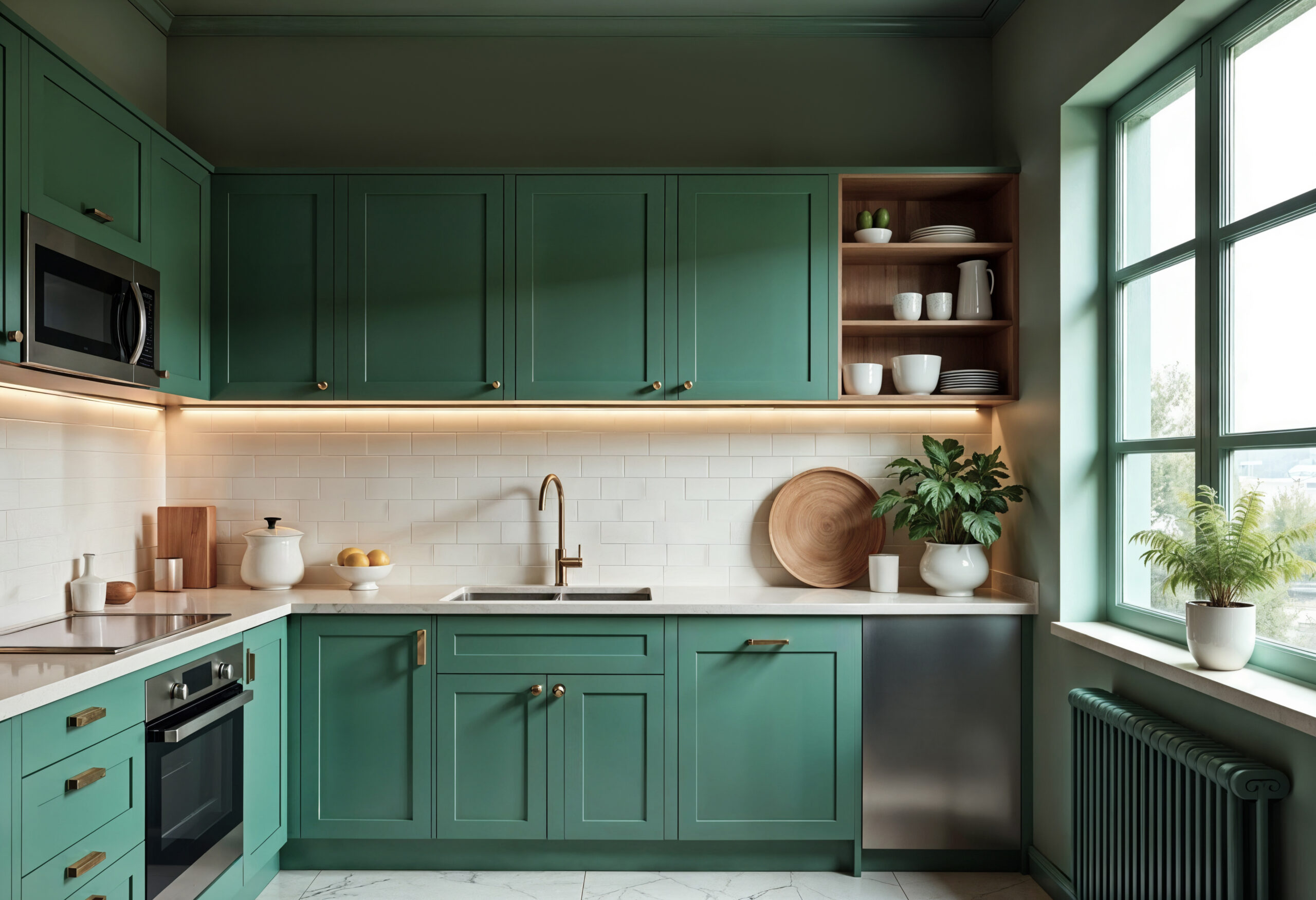 stylish modern green kitchen interior design